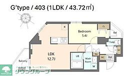 S-RESIDENCE北綾瀬awesome 1LDKの間取図画像