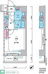 GENOVIA三ノ輪IIIskygarden 7階1Kの間取り
