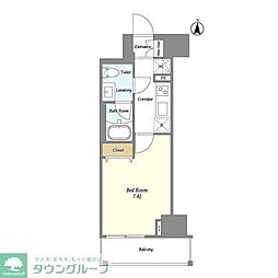 グランカーサ三ノ輪IV 15階1Kの間取り