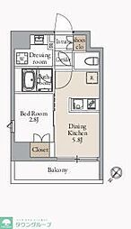 JMFレジデンス蔵前二丁目 5階1DKの間取り