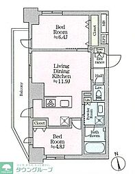 ティモーネグランデ田端ノルド 10階2LDKの間取り