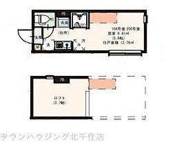 Celeste Bleu 1階ワンルームの間取り