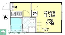 コンフォート東四ツ木 3階1Kの間取り