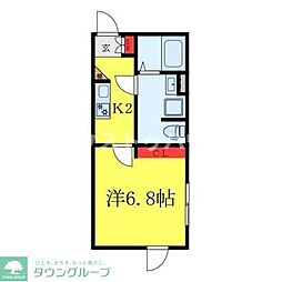 ヒルズコート北千住 2階1Kの間取り