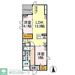 セレスティア六町II 3階2LDKの間取り