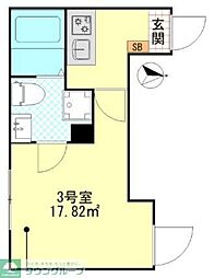 パーチェ堀切 2階1Kの間取り