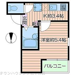 Ｊｕｉｎ（ジュアン） 3階1Kの間取り