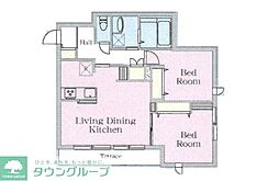 アーバンクレスト 1階2LDKの間取り