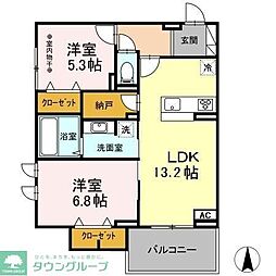 グランメゾン正和 2階2LDKの間取り