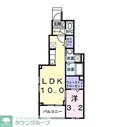 ヒカルサ梅島 1階1LDKの間取り