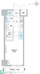 ミリアレジデンス浅草橋 7階1Kの間取り