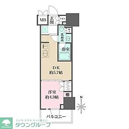 ルフォンプログレ元浅草マークス 9階1DKの間取り