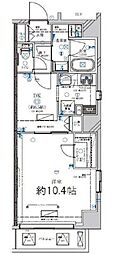 ディアレイシャス蔵前ステーションフロント 10階1DKの間取り