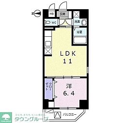 シェロ・ガーデン 4階1LDKの間取り