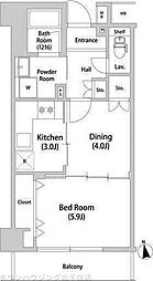 コーポレート竹の塚二丁目 4階1DKの間取り