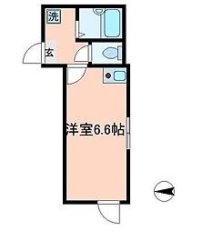 東武伊勢崎線 竹ノ塚駅 徒歩9分の賃貸アパート 2階ワンルームの間取り