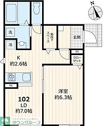 ルミエール光I 1階1LDKの間取り