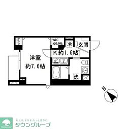 ジョカットロ蔵前 1階1Kの間取り