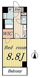 フォンターナ入谷 4階1Kの間取り