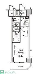 レジディア千駄木 2階1Kの間取り