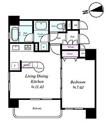 デュオスカーラ秋葉原 7階1LDKの間取り