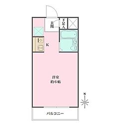 アルテハイム西新井 2階ワンルームの間取り