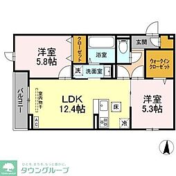 メゾンアーク西新井II 1階2LDKの間取り
