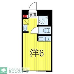 ミクロアークビル 2階ワンルームの間取り