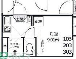 Studio AnT北千住 1階ワンルームの間取り