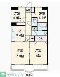 ルミエール西綾瀬 5階3LDKの間取り