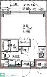 GENOVIA六町 1Kの間取図画像