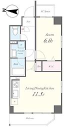 スカイガーデン錦糸町 1LDKの間取図画像