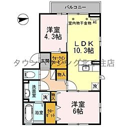 ポラリス 2LDKの間取図画像