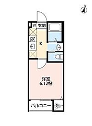 イーハトーヴ竹ノ塚 1Kの間取図画像