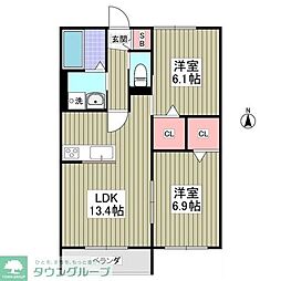 グラントレ宮城 2LDKの間取図画像