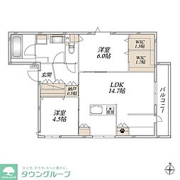gluck haus 2LDKの間取図画像
