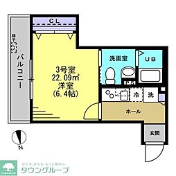 CS千住新橋 1Kの間取図画像