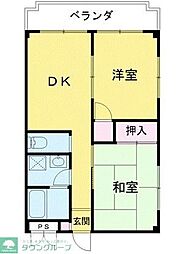 メゾンコム 2DKの間取図画像