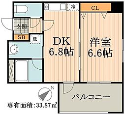 ユリカロゼ西新井駅前 1DKの間取図画像
