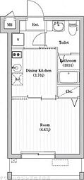 アーバンパーク六町 1DKの間取図画像
