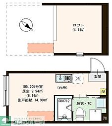 セレーネエステート千住曙 ワンルームの間取図画像
