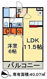 Y.K.花畑 1LDKの間取図画像