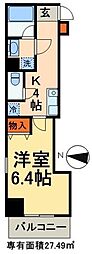 グランエスポワール 1Kの間取図画像
