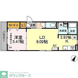 アナシエ亀有 1LDKの間取図画像