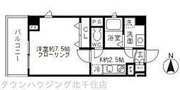 リヴェールタワー綾瀬 1Kの間取図画像