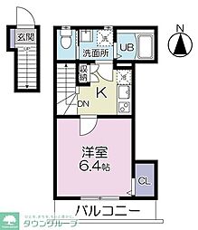 グランシャレー亀有1 1Kの間取図画像