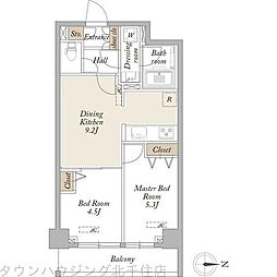 KDXレジデンス梅島 2DKの間取図画像