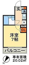 ワコーレ北千住2 1Kの間取図画像