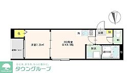 リバーライト梅島 1DKの間取図画像