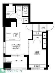 デュオスカーラ田原町 1DKの間取図画像
